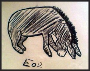 Charcoal sketch of Eeyore
